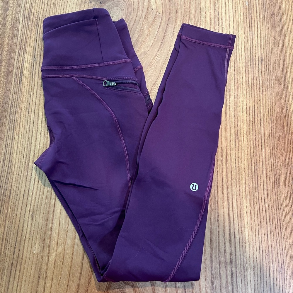 Lululemon size 4 purple fleece lined leggings